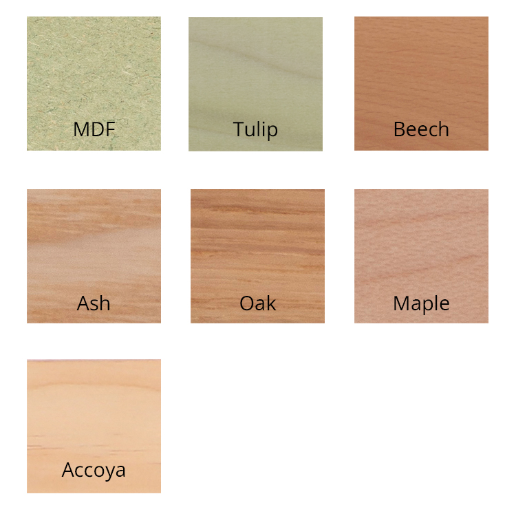 Wooden finishes for cabinet doors and frames